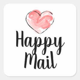 Adesivo Quadrado Negócios de E-mail Feliz - Coração Fofo