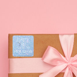 Adesivo Quadrado Negócios de "Feriados Felizes" com brilho azul