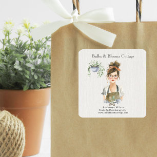 Adesivo Quadrado Negócios de Produtos Botânicos Personalizados