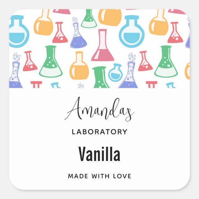 Adesivo Quadrado Negócios de velas com padrão divertido de balões e (Frente)