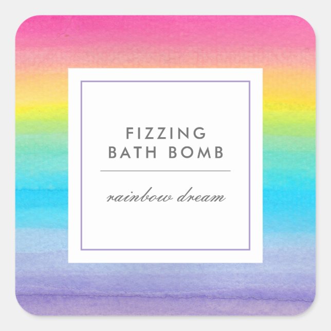 Adesivo Quadrado Negócios do Produto Gradiente Rainbow com Watercol (Frente)