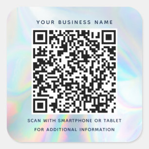 Adesivo Quadrado Negócios Modernos de Código QR Holográfico