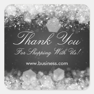 Adesivo Quadrado Negócios Obrigado A Espontar Negra Noite