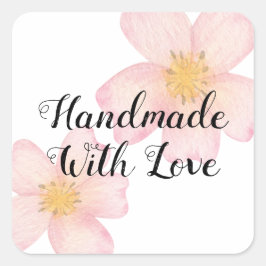 Adesivo Quadrado Negócios Pequenos Feito à Mão Com Amor - Floral Ro