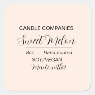 Adesivo Quadrado Negócios Simples de Velas Veganas de Soja