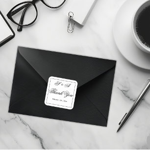 Adesivo Quadrado Negra e Branca, obrigado Casamento