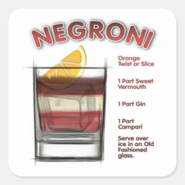 Adesivo Quadrado NEGRONI Cocktail Recebe Arte