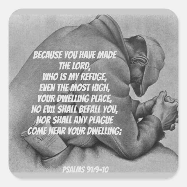 Adesivo Quadrado Nenhum Mau te abaterá, Salm 91 (Frente)