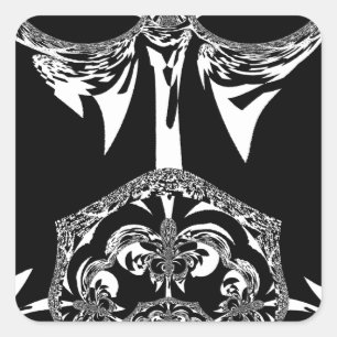 Adesivo Quadrado Neo-Barroco Noir Abstrato Minimalista Designer Pre