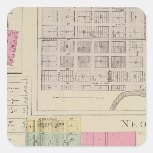 Adesivo Quadrado Neodesha, La Fontaine, Coyville, Altoona, Kansas (Frente)