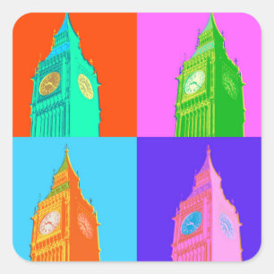 Adesivo Quadrado Néon Big Ben do pop art