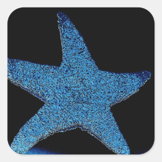 Adesivo Quadrado Neon Blue Sea Star