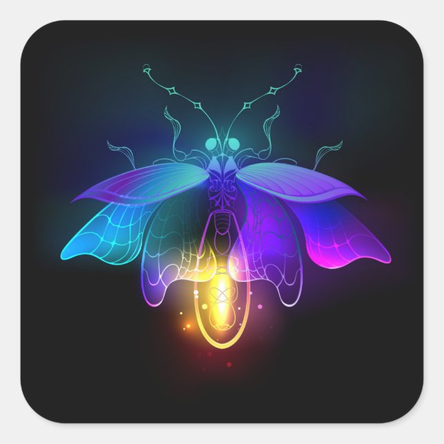 Adesivo Quadrado Neon Firefly a preto (Frente)
