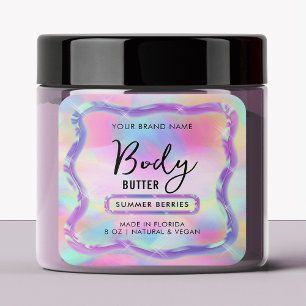 Adesivo Quadrado Neon Holographic Scrub Lotion Jar Product