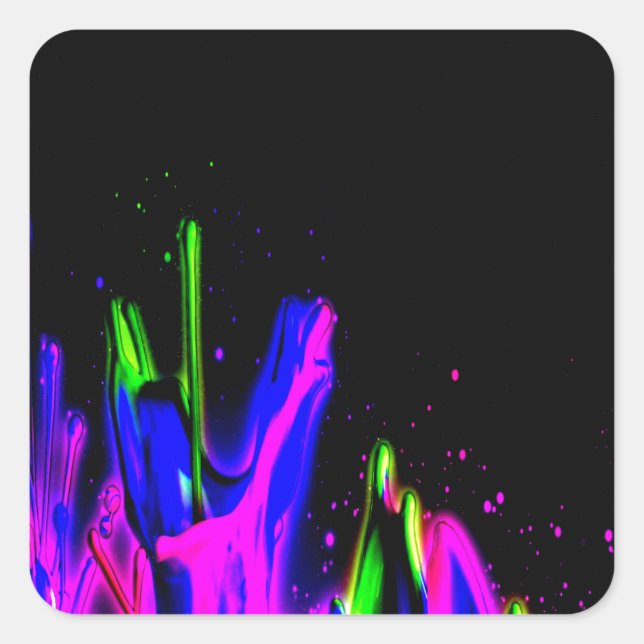 Adesivo Quadrado Neon Paint Splash Colorido. PERSONALIZAR TI (Frente)