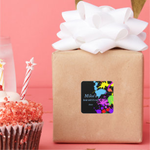 Adesivo Quadrado Neon Paint Splatter Colorida