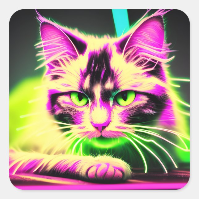 Adesivo Quadrado Neon Stickers Feline Fiesta: Garota Adolescente An (Frente)