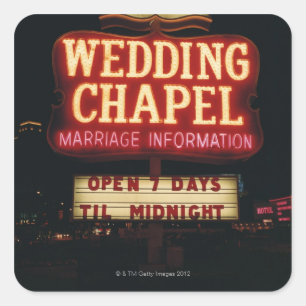 Adesivo Quadrado Neon Wedding Chapel Sign in Las Vegas, EUA