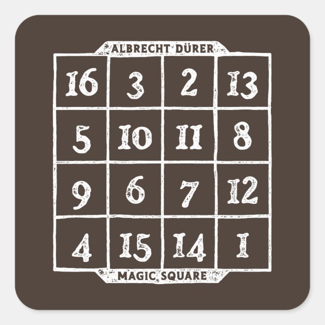 Adesivo Quadrado Nerd de Matemática Magic Square Durer (Frente)