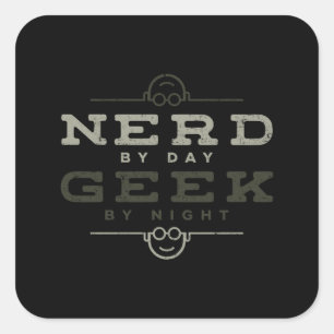 Adesivo Quadrado Nerd por Geek do Dia pela Noite