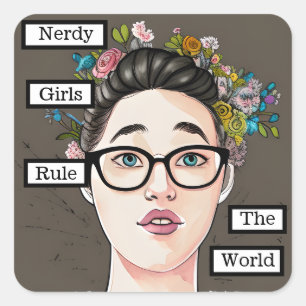 Adesivo Quadrado Nerdy Girls governa o mundo