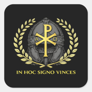 Adesivo Quadrado Neste Sinal Vencerás Capacete Romano Chi-Rho