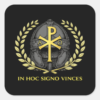 Adesivo Quadrado Neste Sinal Vencerás Capacete Romano Chi-Rho