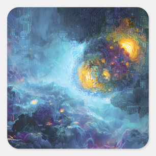 Adesivo Quadrado Neural Circuit Nebula Nexus