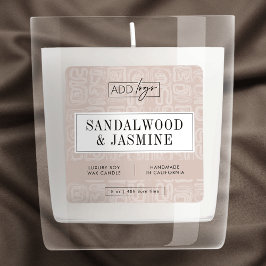 Adesivo Quadrado Neutral Beige Boho Aesthetic Candle Product Label