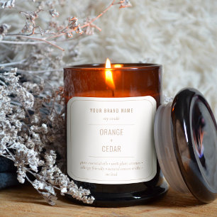 Adesivo Quadrado Neutral Boho Beige Candle Product Label
