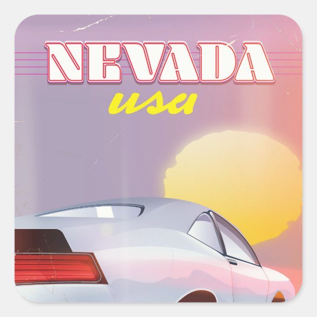 Adesivo Quadrado Nevada USA Setting sun sport car (Frente)