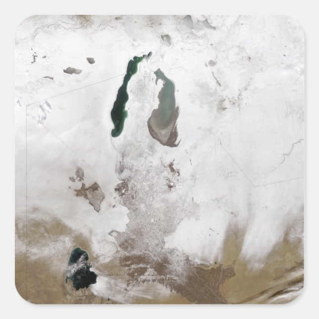 Adesivo Quadrado Neve ao redor do Mar de Aral (Frente)
