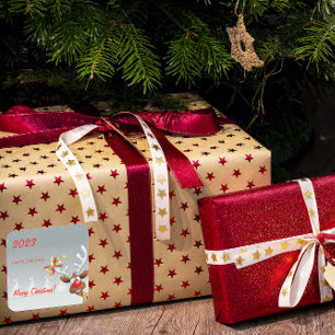 Adesivo Quadrado Neve de árvore de Natal Rudolph