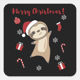Adesivo Quadrado Neve de Natal Lenta Animais de inverno