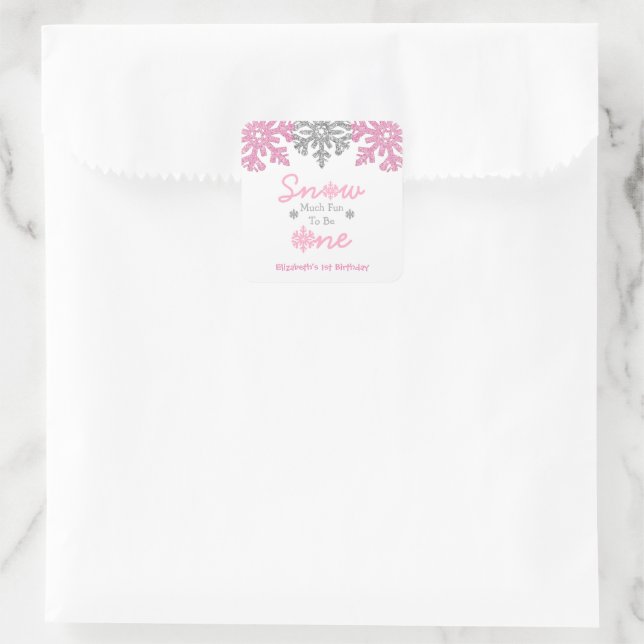 Adesivo Quadrado Neve Muito Divertida Para Ser Um primeiro aniversa (Bolsa)