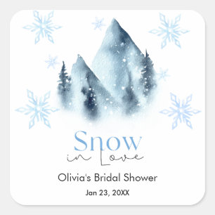 Adesivo Quadrado Neve no Amor Chuva de Neve no Chá de Noiva