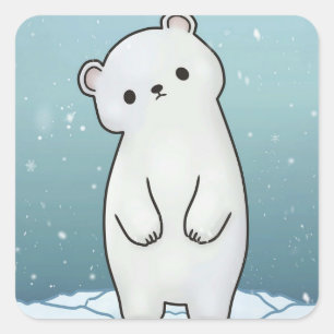 Adesivo Quadrado Neve Polar Urso