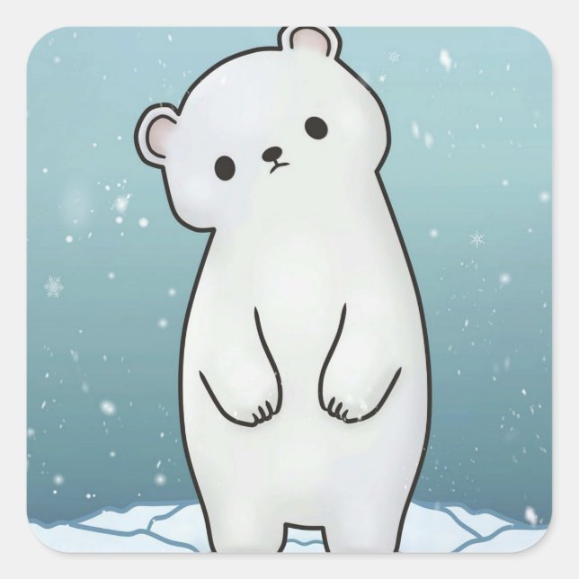 Adesivo Quadrado Neve Polar Urso (Frente)