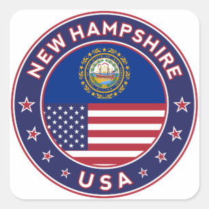 Adesivo Quadrado New Hampshire, New Hampshire sticker,