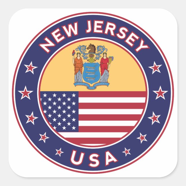 Adesivo Quadrado New Jersey, New Jersey sticker, phone case, bag (Frente)