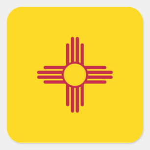 Adesivo Quadrado New mexico/bandeira mexicana do estado (Zia), os
