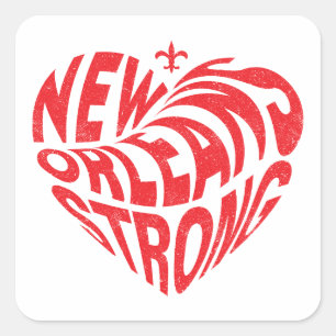 Adesivo Quadrado New Orleans Nola Strong Heart