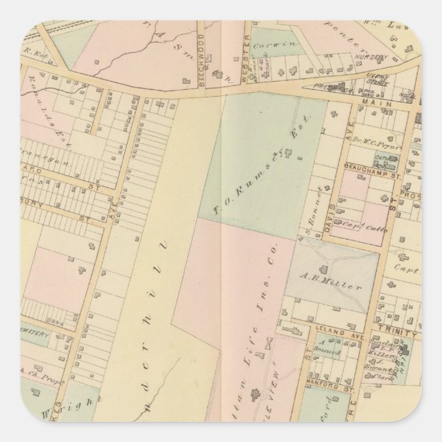 Adesivo Quadrado New Rochelle, Nova Iorque (Frente)