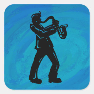 Adesivo Quadrado New York Boogie Nights Saxophone Blue
