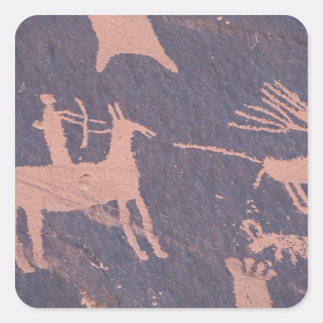 Adesivo Quadrado Newspaper Rock, S.P., UT Perto De Monticello. (Frente)