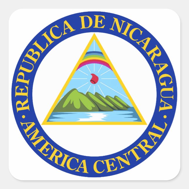 Adesivo Quadrado NICARÁGUA - bandeira/emblema/casaco de armas/símbo (Frente)