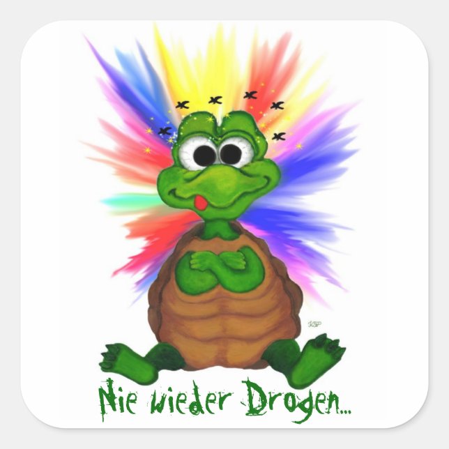 Adesivo Quadrado Nie wieder Drogen (Frente)