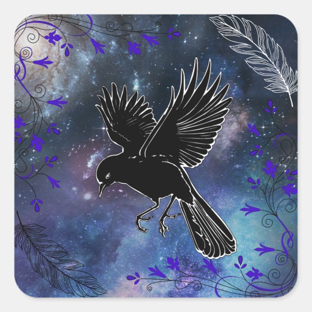 Adesivo Quadrado Night Raven Sticker (Frente)