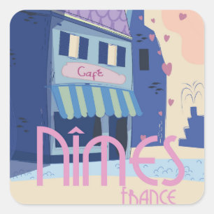 Adesivo Quadrado Nîmes France poster de viagens.