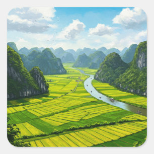 Adesivo Quadrado Ninh Binh Vietnam Viagem